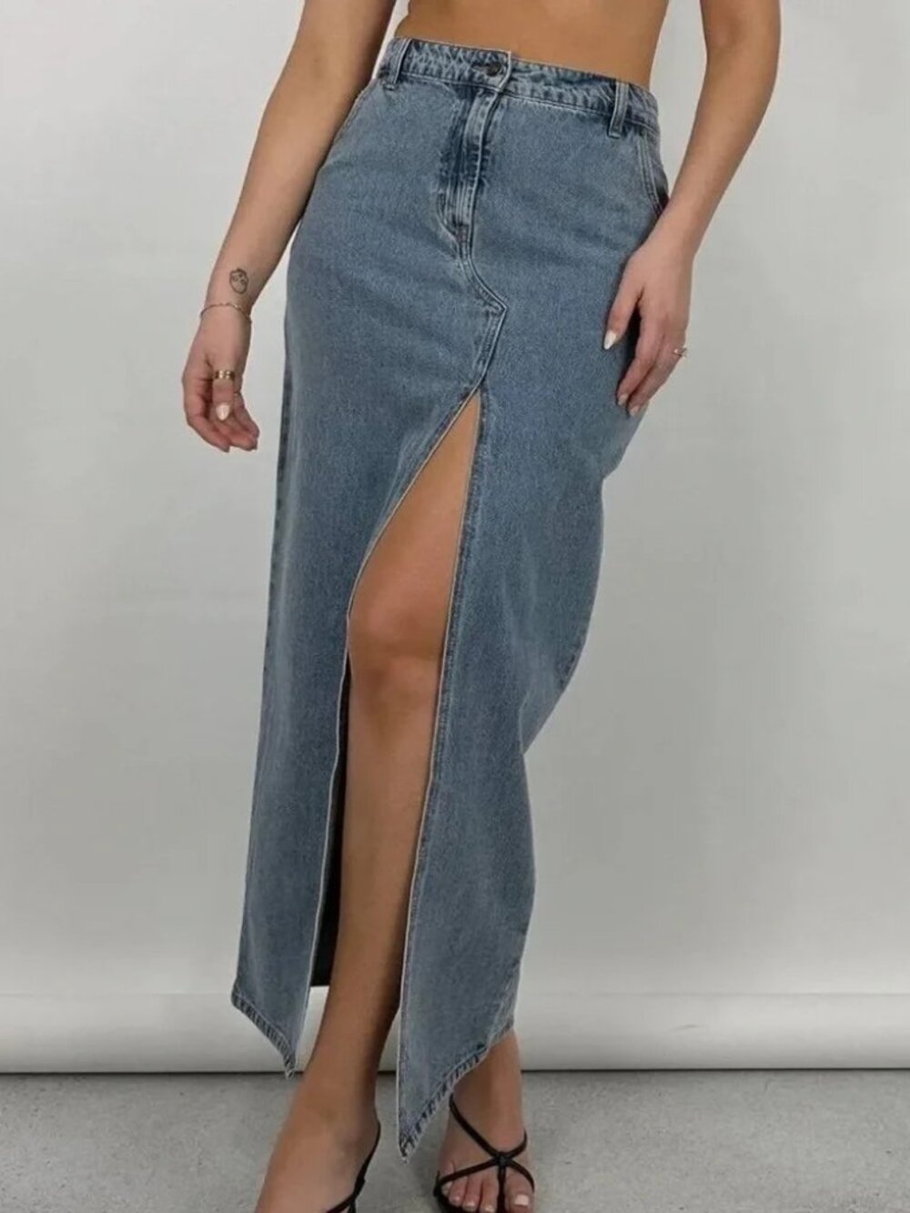 Lioness Denim 100% Cotton Maxi Skirt Size Medium